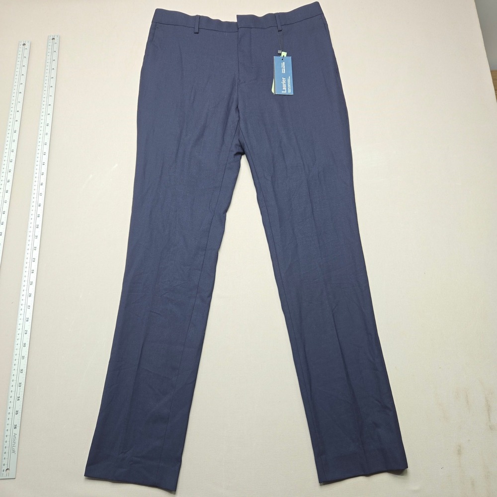 Frank And Oak Laurier Dress Pants Slim Fit Wool Blend Navy Blue Mens 32